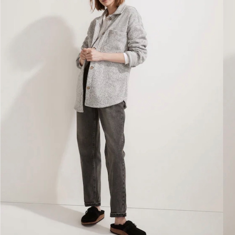 Madewell MWL (Re)sourced Grah Sweater Fleece Shirt Jacket Button Up, XL